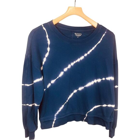 Athleta | Seasoft Tie-Dye Crewneck Sweatshirt Navy White Size M | EUC - Picture 3 of 9